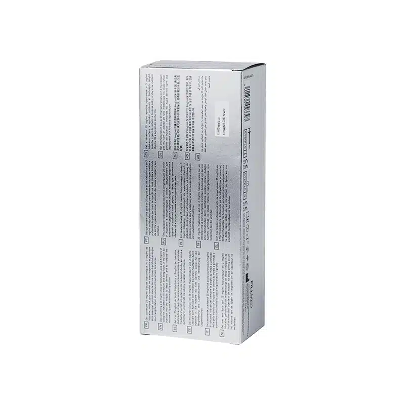 A rectangular FILLMED® ART FILLER UNIVERSAL with Lidocaine box with various texts and instructions in multiple languages displayed on one of its long sides. The box predominantly features white and light grey colors. A barcode and some additional text are visible on the top right corner.