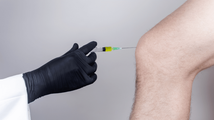 Knee injection.