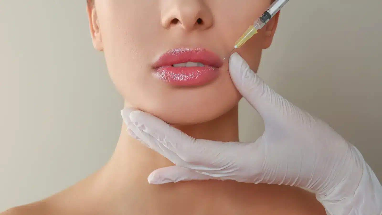 Woman getting an injection. 
