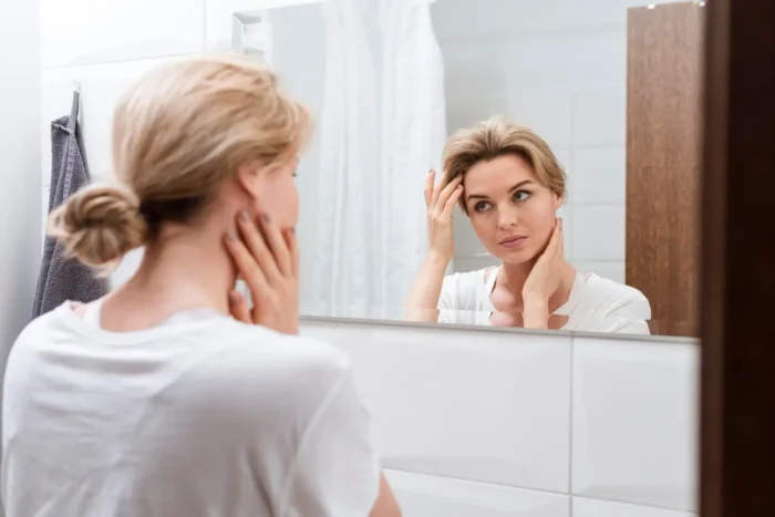Woman in the mirror.