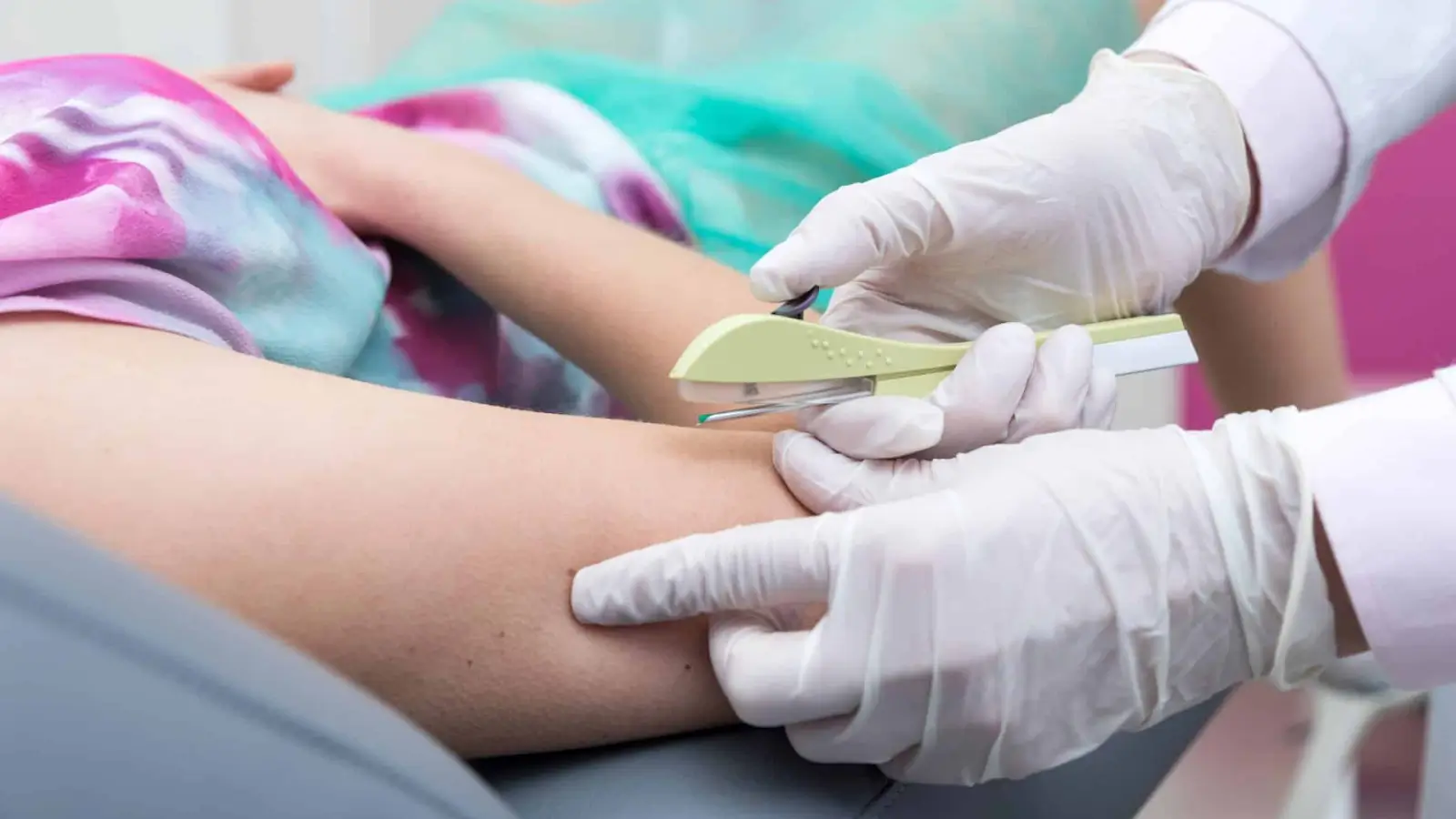 Person getting an implant. 