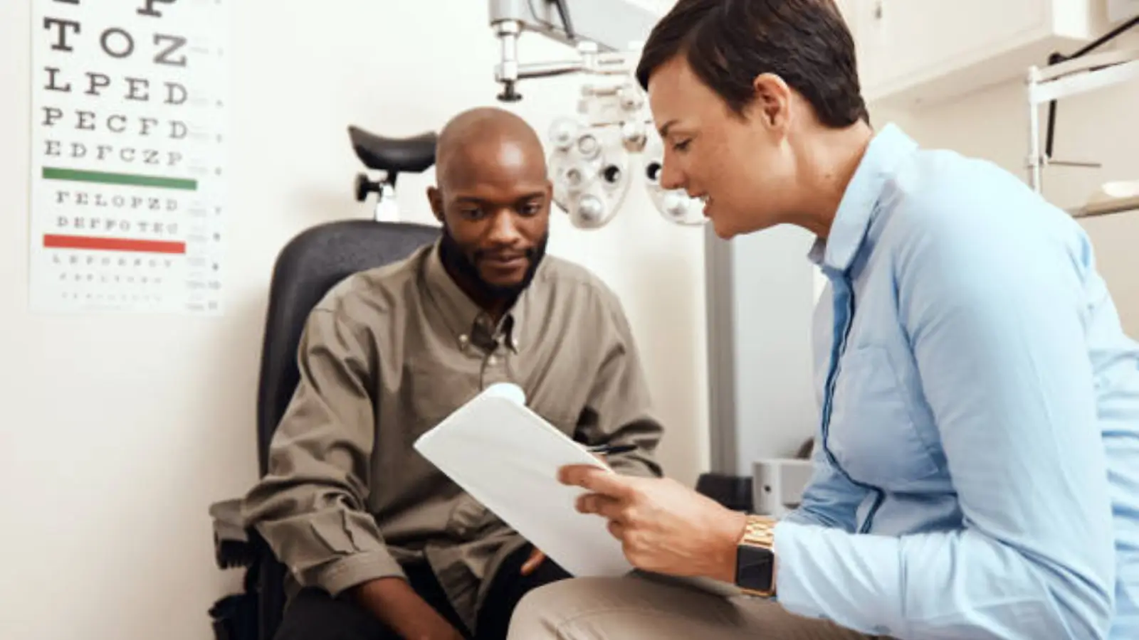 Doctor talking to patient.