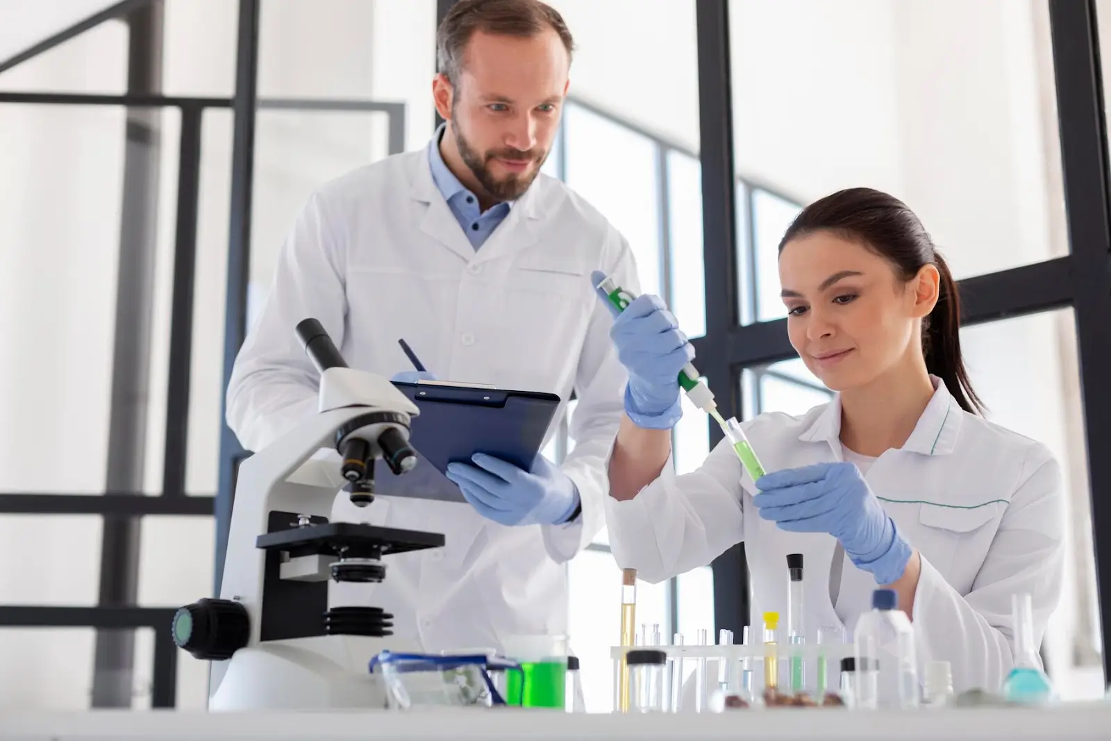 Experts testing product in a laboratory setting.