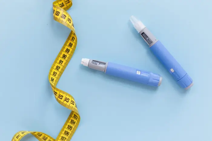 Injections that are similar to Mounjaro and a measuring tape.