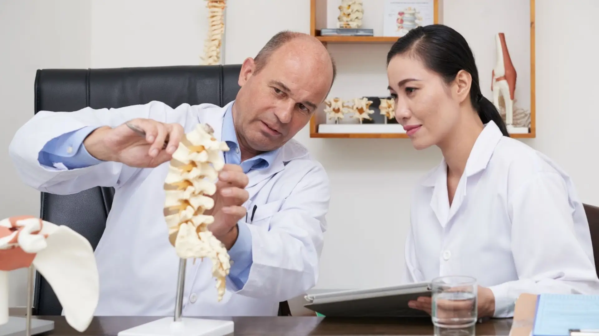 A doctor is discussing with their colleague. They are talking about the Evenity treatment. 