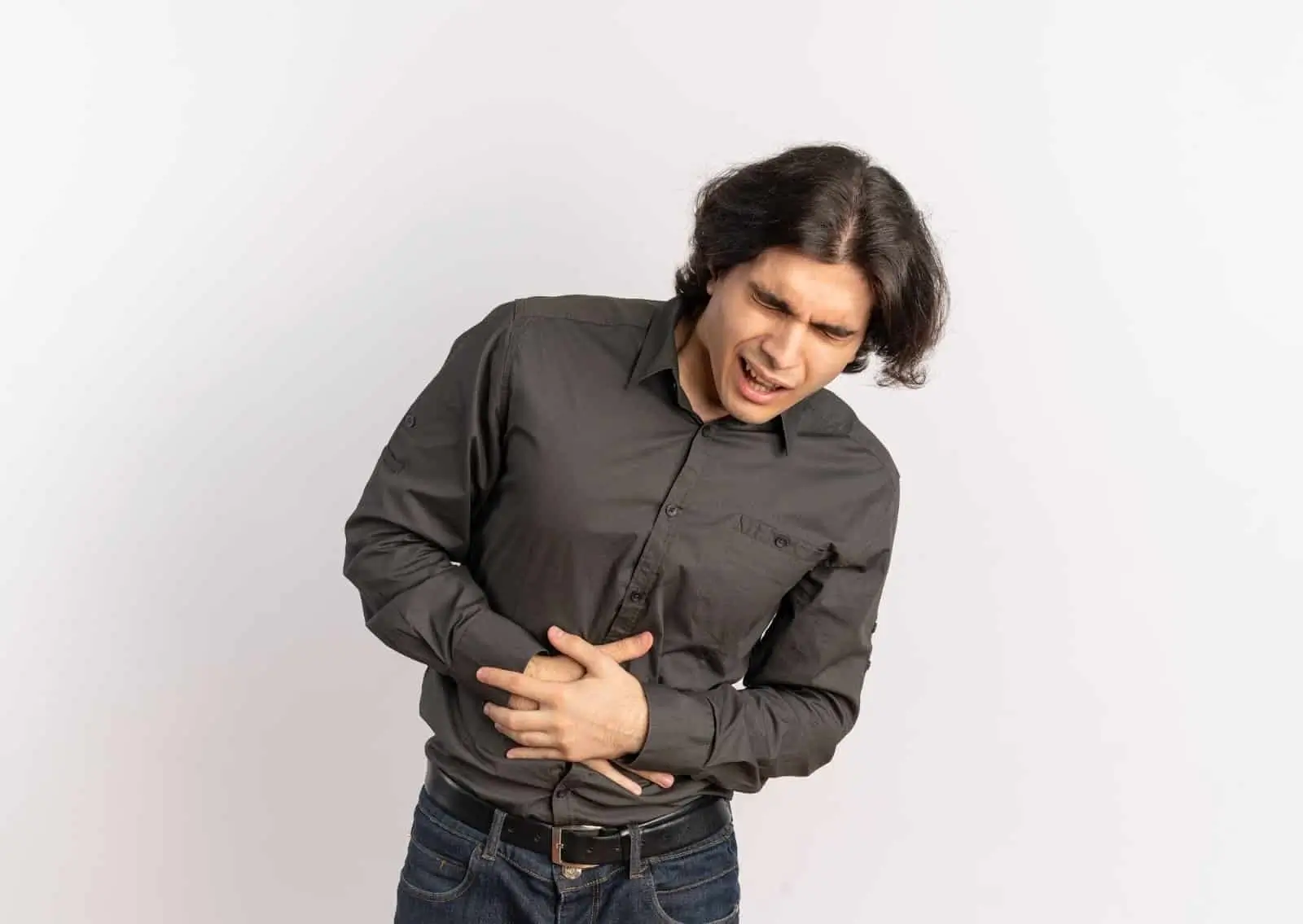 Person with severe stomachache. 