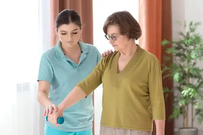 Person getting a check up after an Evenity injection.