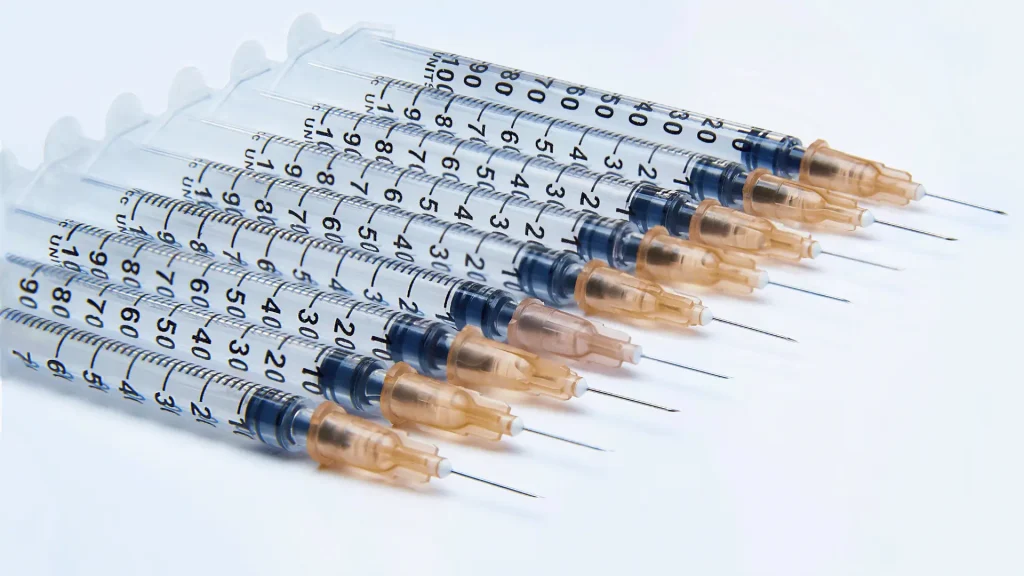 Injectable syringes prepared for Botox treatment and cost planning